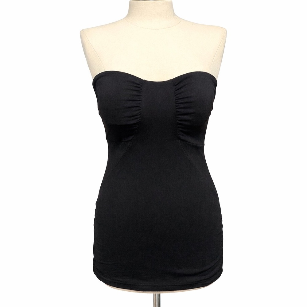 Susana Monaco Black Strapless Top Ruched Bust Bodycon Stretch Size S